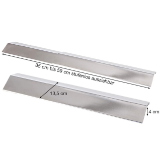 Edelstahl Flammblech breit, variabel 35-60 cm