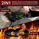 Dutch Oven Set 15-teilig – Dutch Oven 4.5L in Holzbox mit 2 x Mini Bratpfanne + 2 x Mini Dutch Oven + Untersetzer + 2 in 1 Deckelheber + Bürste + Grillplatte + 2x Pflegepaste + Ringreiniger + Rezeptbuch + Gebrauchsanweisung
